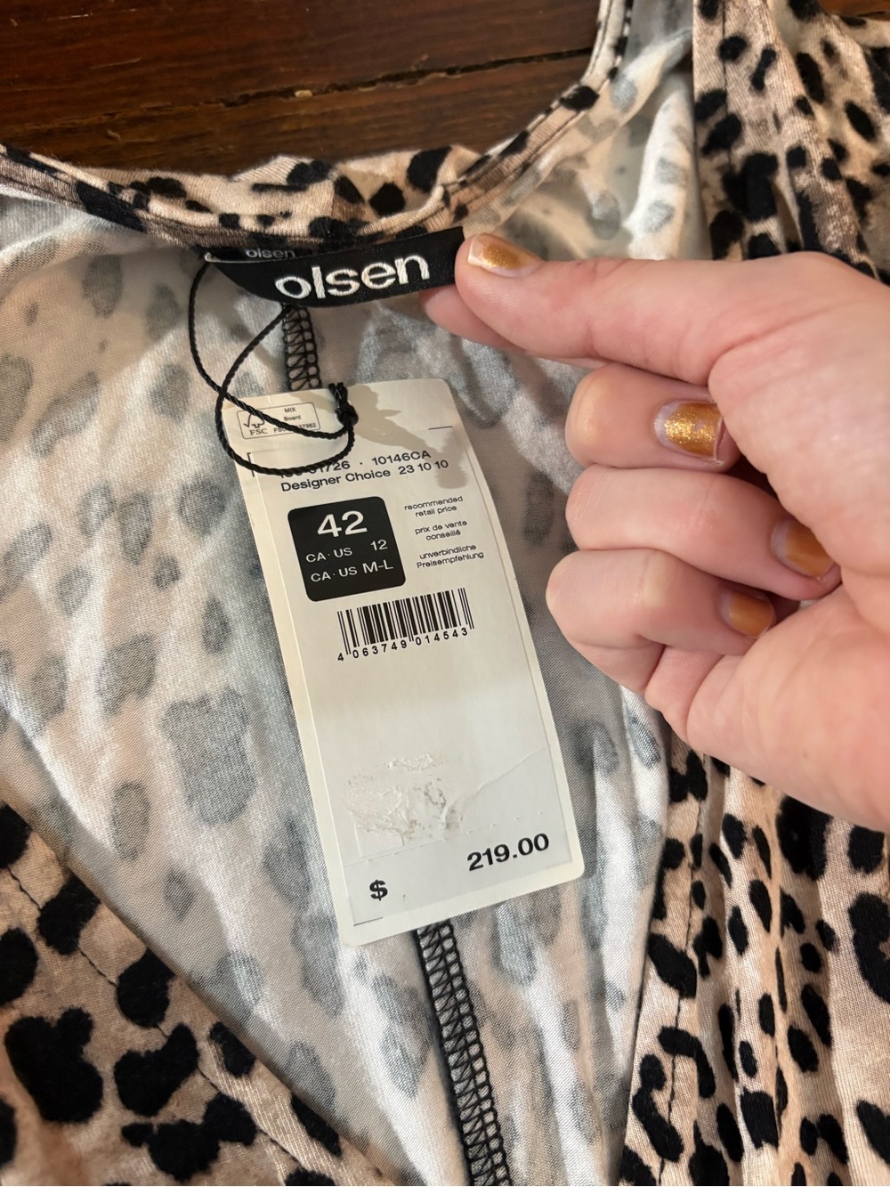 NWT Olsen cheetah leopard print long sleeve wrap midi tie dress size 12 - Picture 4 of 5
